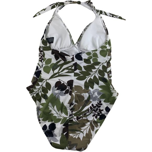 Catalina Medium 8 10 Swim Suit One Piece Floral CA19006 Olive Green Black White - Picture 2 of 5
